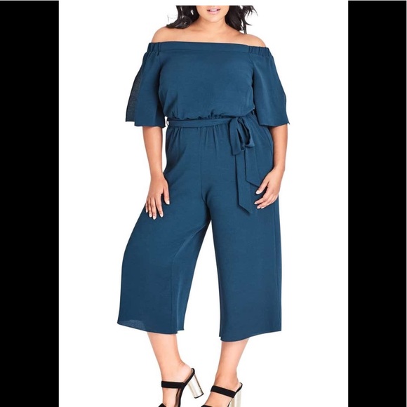 City Chic Pants - City Chic Aflutter Off the Shoulder Jumpsuit 22/XL